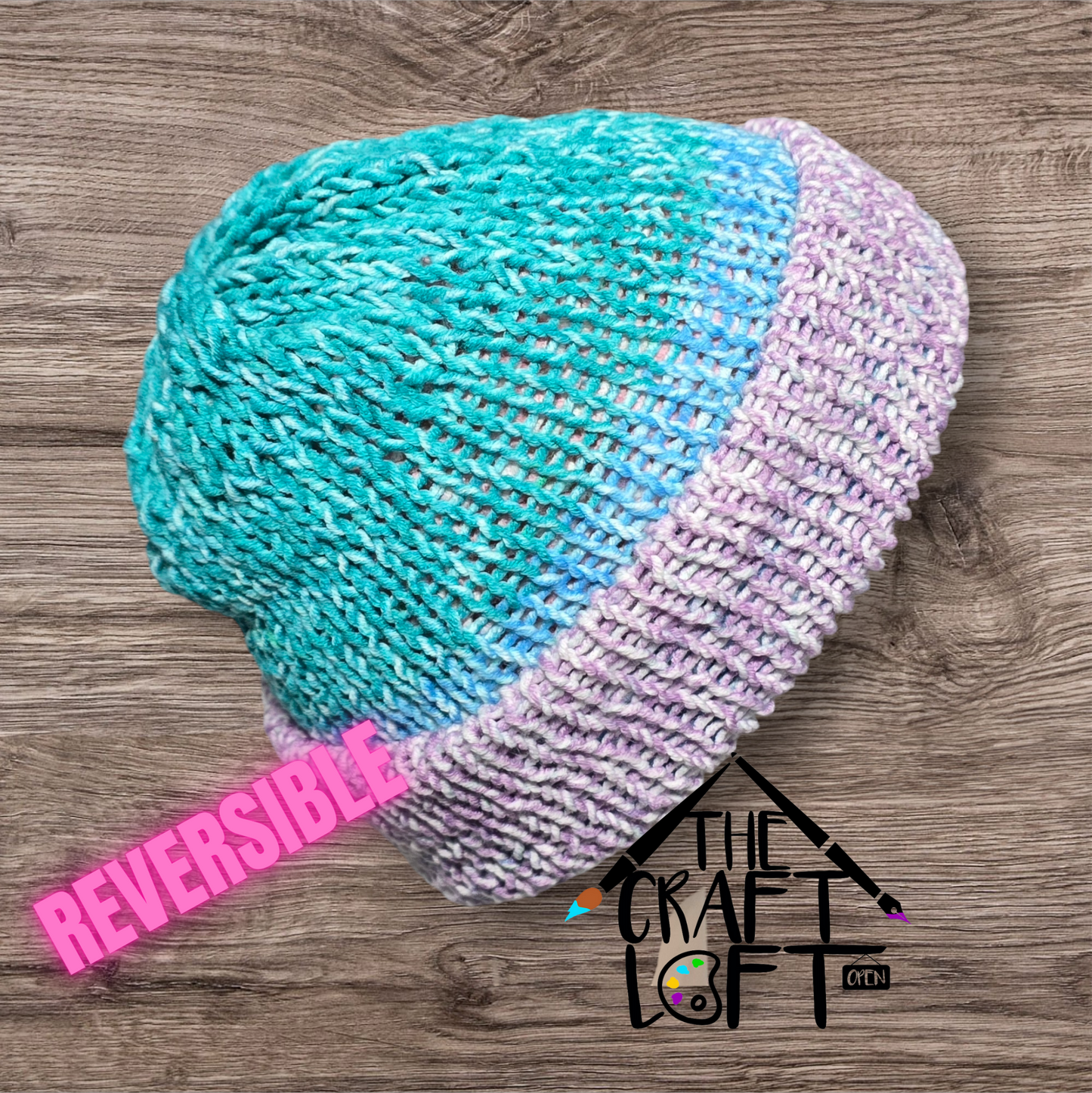 Reversible Multi Color Pastel Knit Beanie/Hat