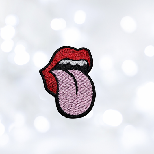 Lips and Tongue Embroidered Iron On Patch