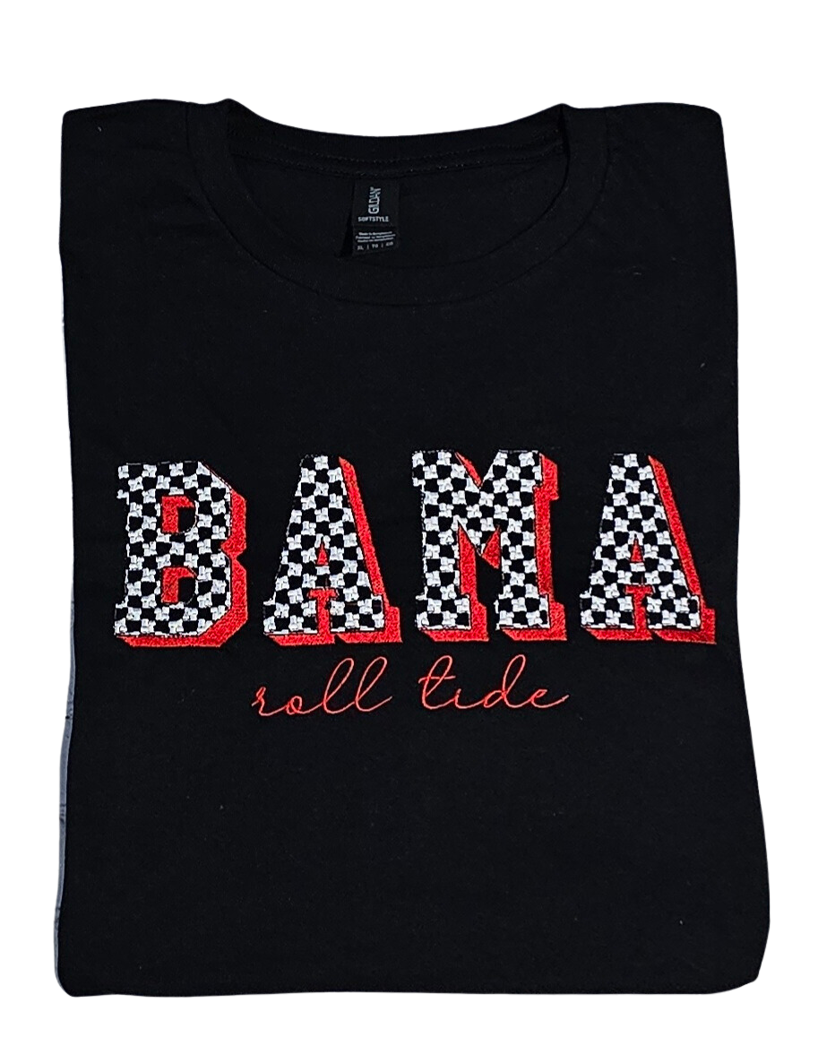 Embroidered Houndstooth Bama Roll Tide Football Tshirt