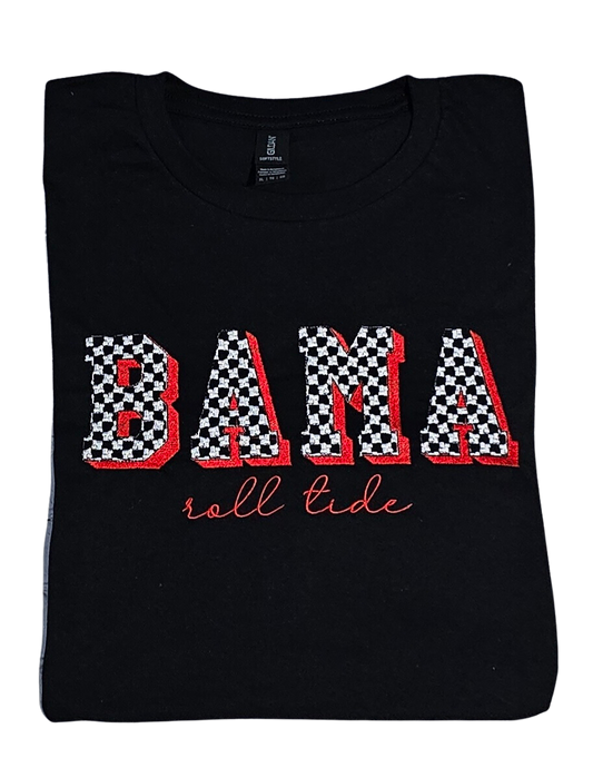 Embroidered Houndstooth Bama Roll Tide Football Tshirt