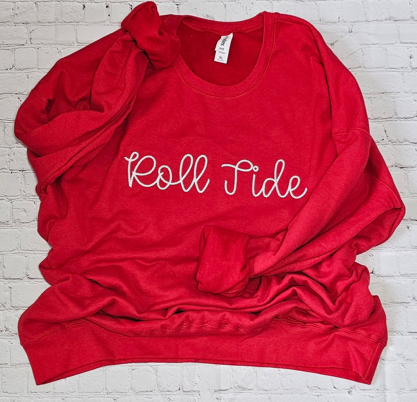 Embroidered Roll Tide Red Crewneck Sweater