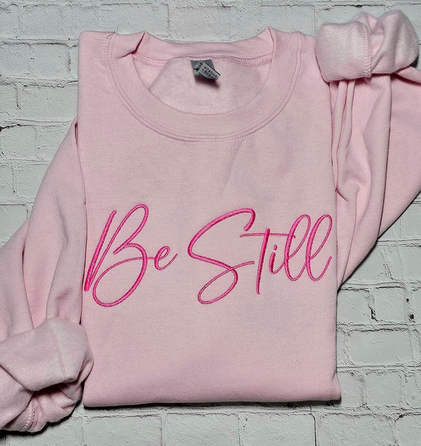"Be Still" Embroidered Crewneck Sweatshirt