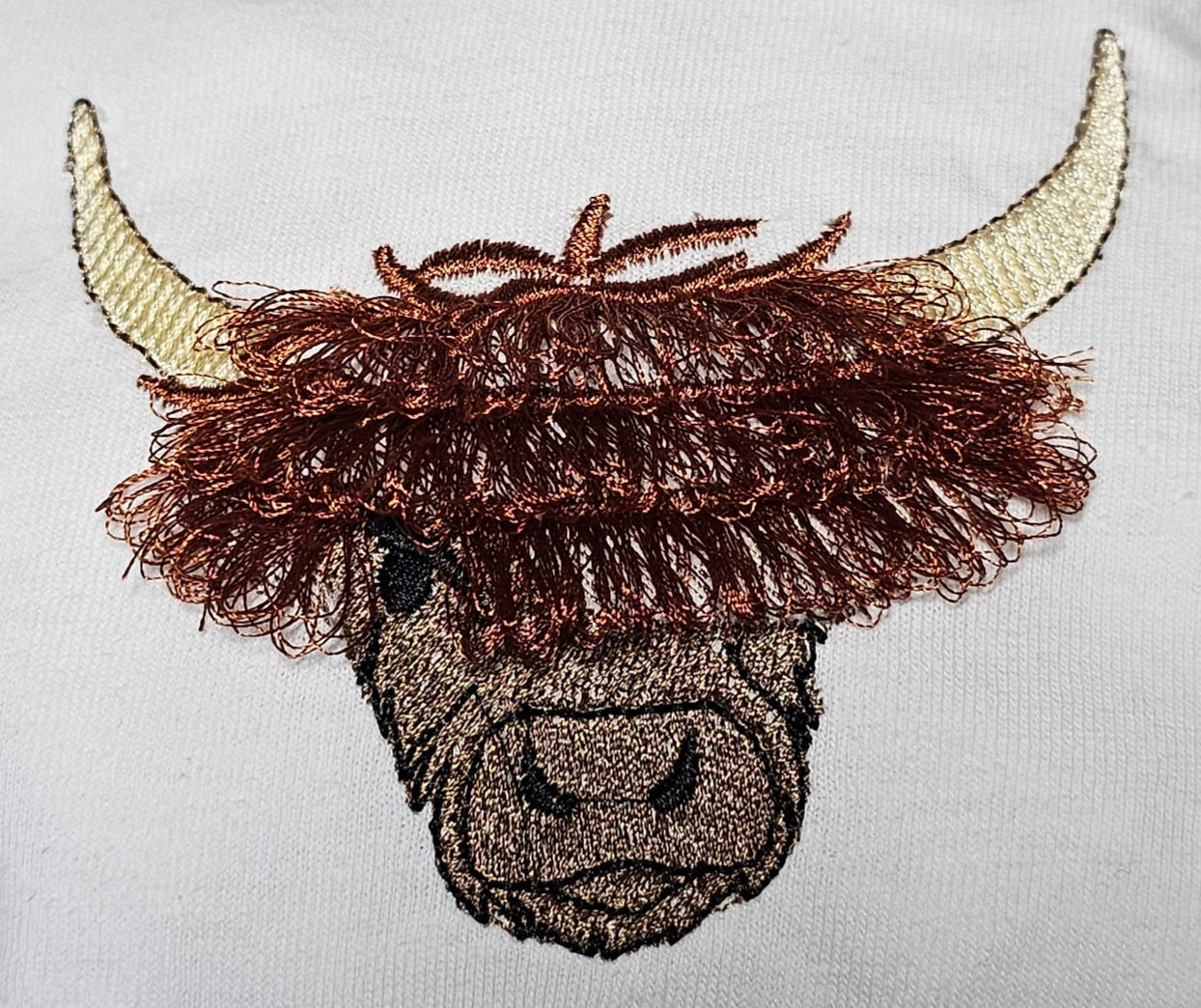Highland Cow Fringe  Embroidered Toddler & Youth Long Sleeve Tshirt