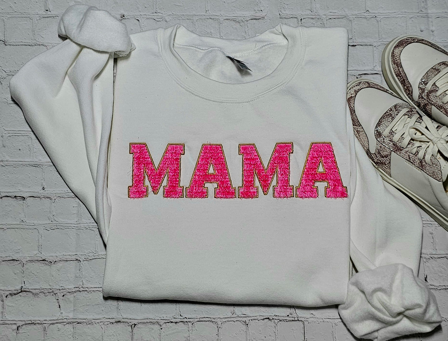 Embroidered Fringed MAMA crewneck sweatshirt