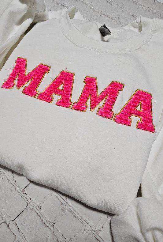 Embroidered Fringed MAMA crewneck sweatshirt