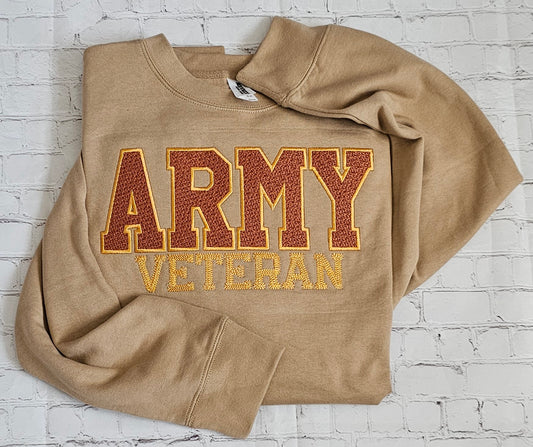 Embroidered Army Veteran Crewneck Sweatshirt