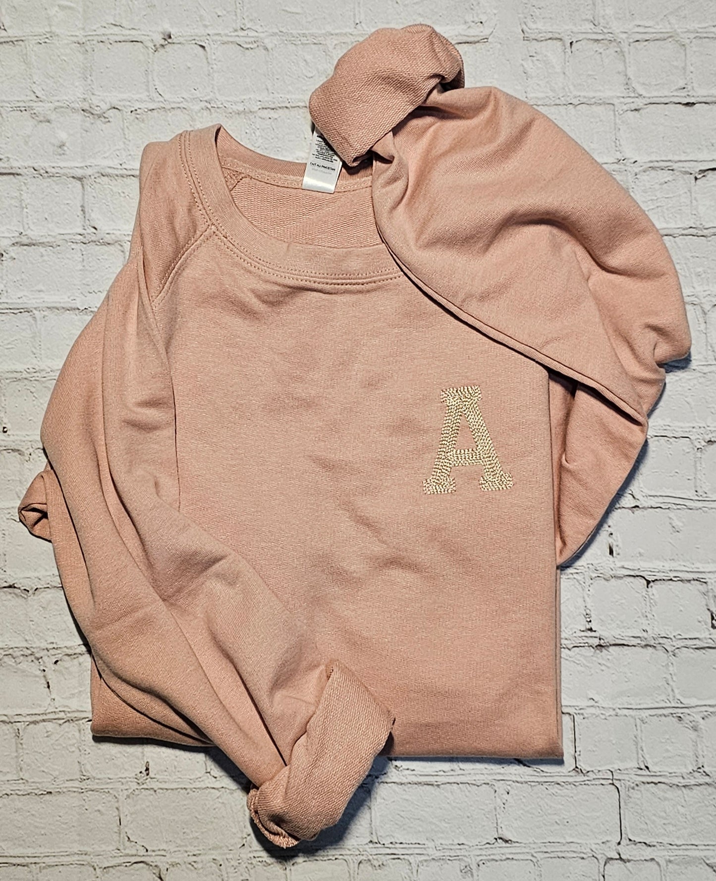 Embroidered Chain Stitch Monogram Lightweight Sweatshirt