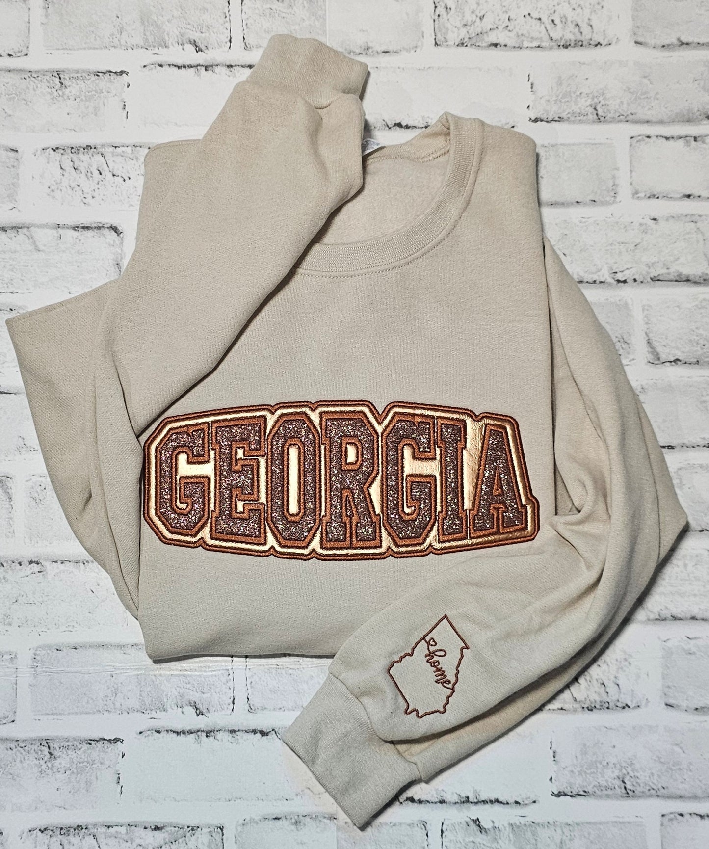 Georgia Embroidered Glitter and Metallic Applique Sweatshirt