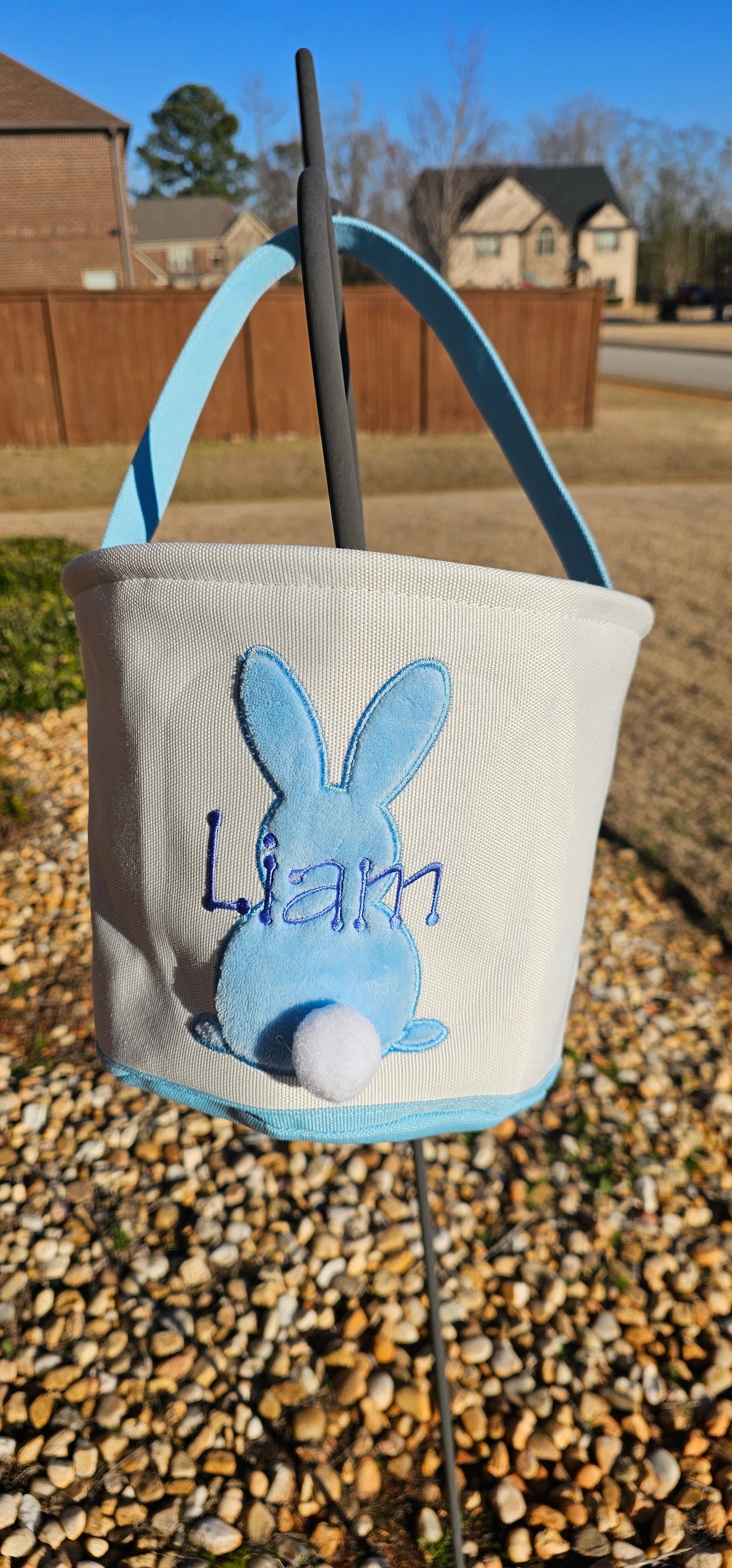 Embroidered Personalized Bunny Easter Basket