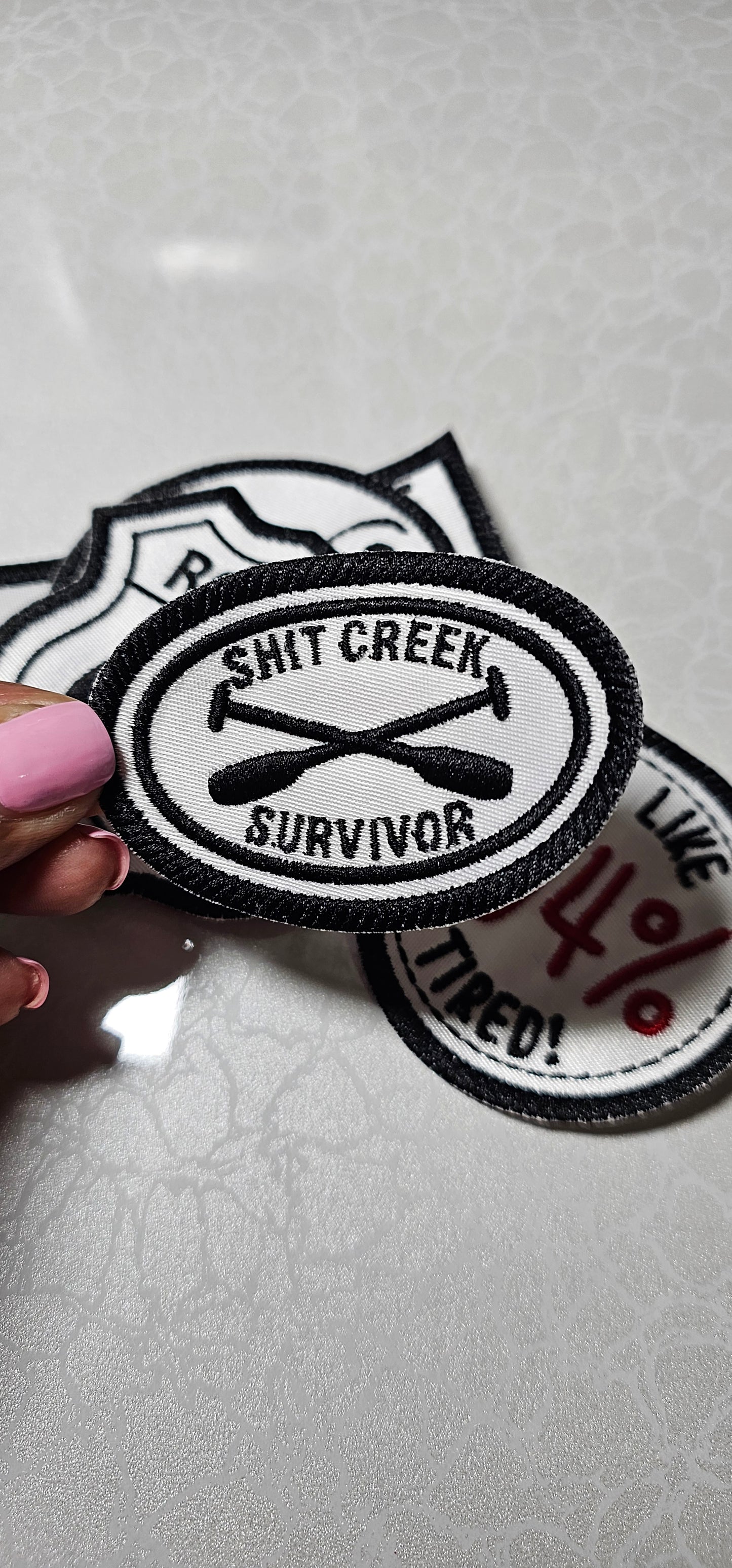 Embroidered Shit Creek Survivor Iron On Patch