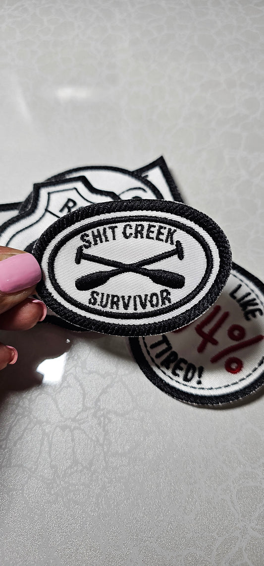 Embroidered Shit Creek Survivor Iron On Patch