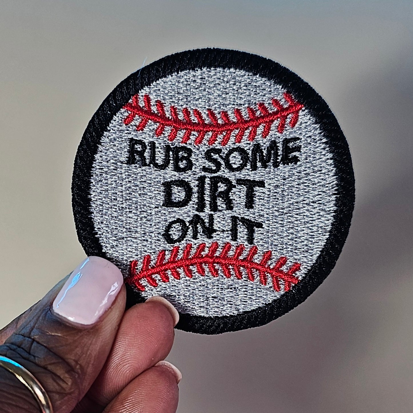 Rub Some Dirt On It Baseball Iron On Patch (Oops Patch)