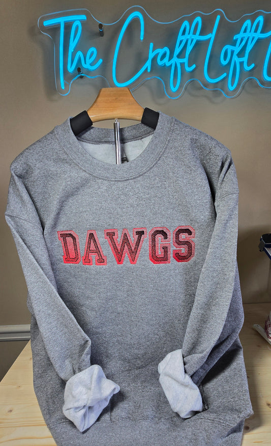 Dawgs Embroidered Varsity Skeych Crewneck Sweater