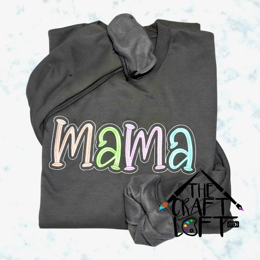 Pastel Embroidered Mama Crewneck Sweatshirt