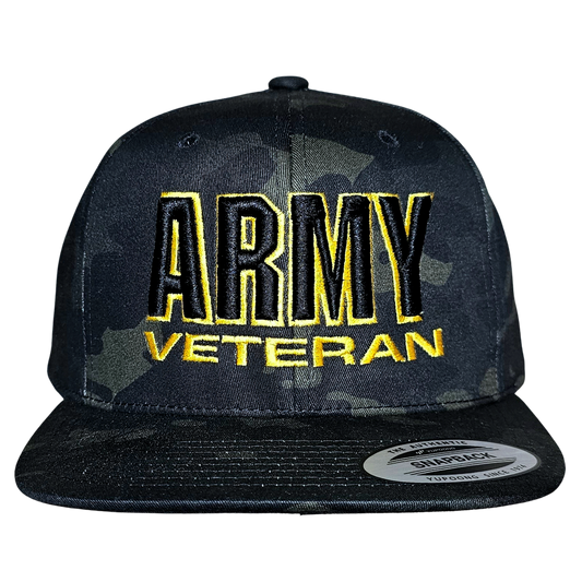 3D Puff Army Veteran Camo Snapback Hat/Cap