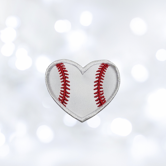 Heart Baseball Embroidered Iron On Patch