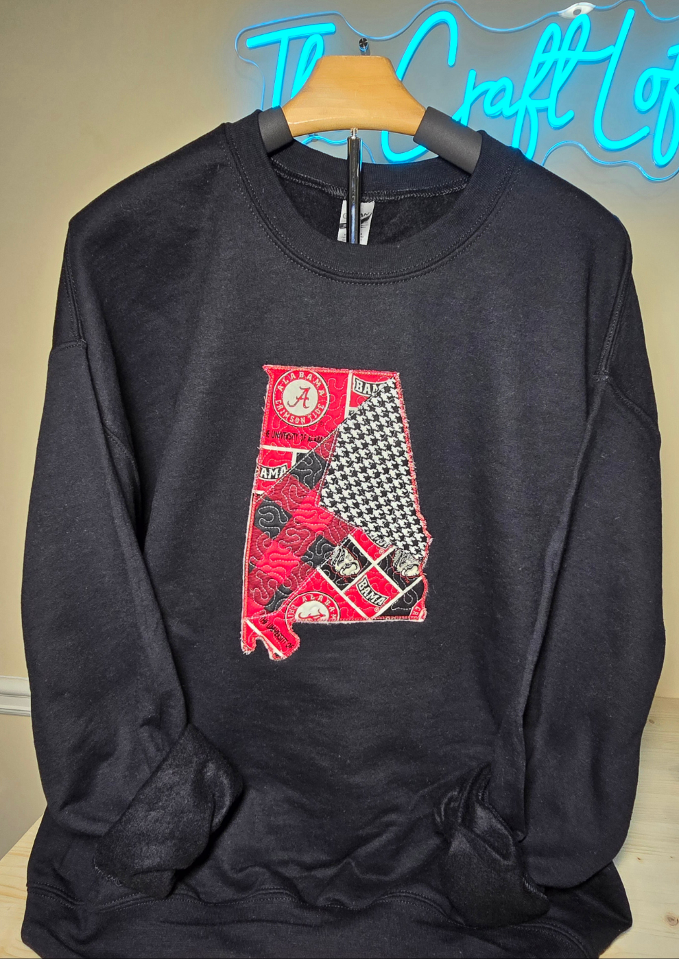 Alabama Embroidered Quilted Patchwork Crewneck Sweatshirt