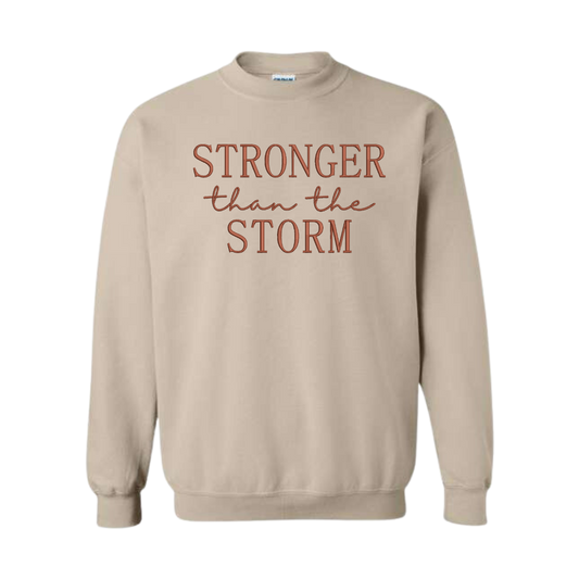 Stronger than the Storm Embroidered Crewneck Sweatshirt