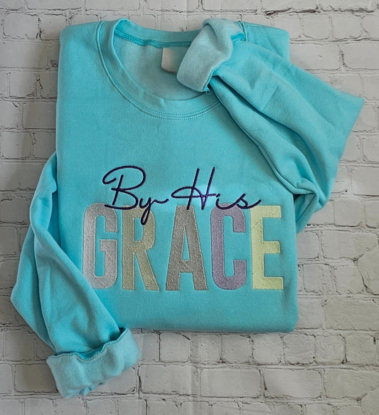 By His Grace Embroidered Crew Neck Sweatshirt