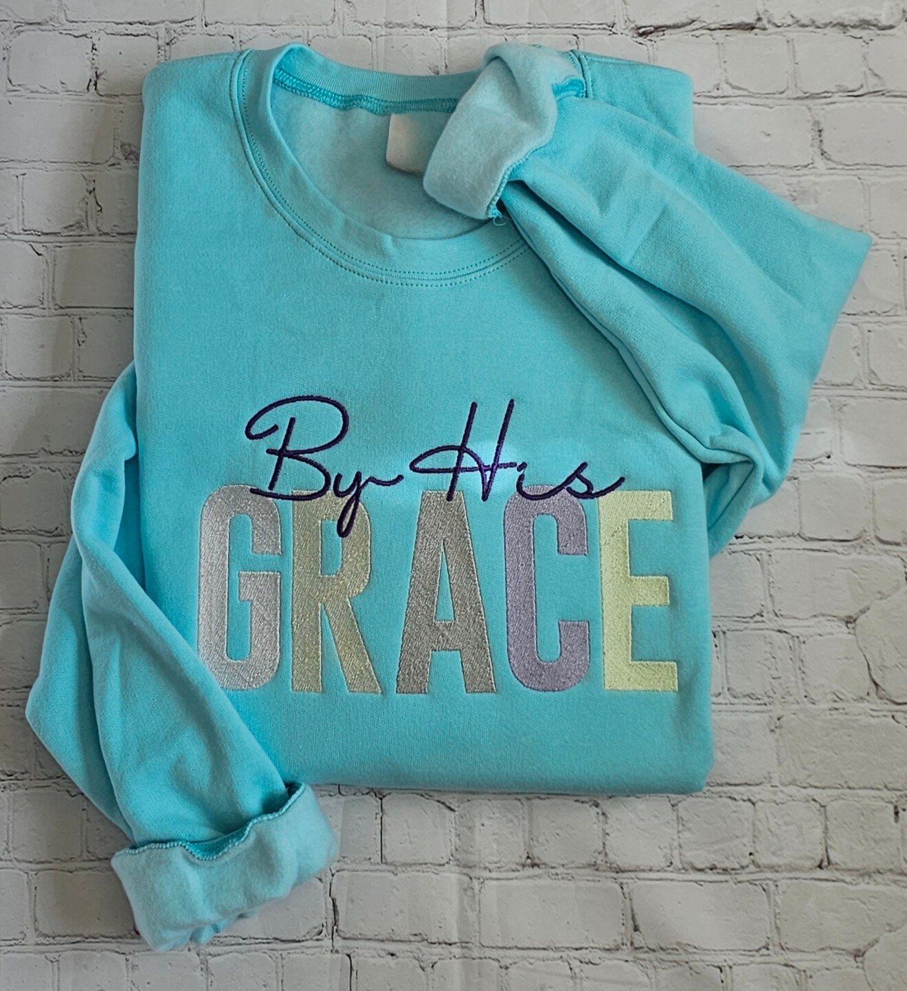 By His Grace Embroidered Crew Neck Sweatshirt