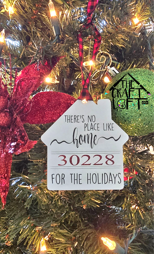 Zip Code House Shaped Laser Cut and Engraved Christmas Ornament