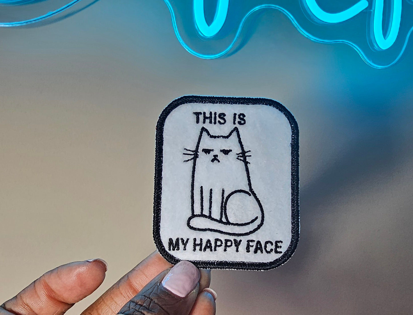 This Is My Happy Face Embroidered Iron On Patch