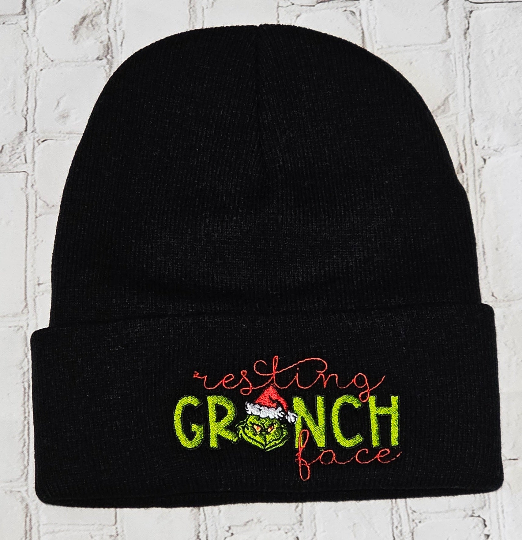 Resting grinch face beanie