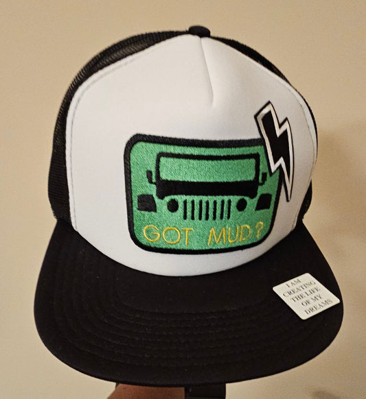 Got Mud Black & White Snapback Trucker Hat